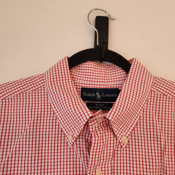 Ralph Lauren Blake Pink Red Checked Plaid Long Sleeve Button Down Shirt Men's L - Picture 4 of 6